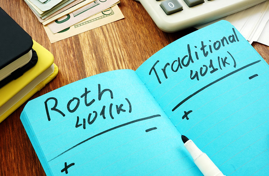 roth ira and traditional ira written in a notebook