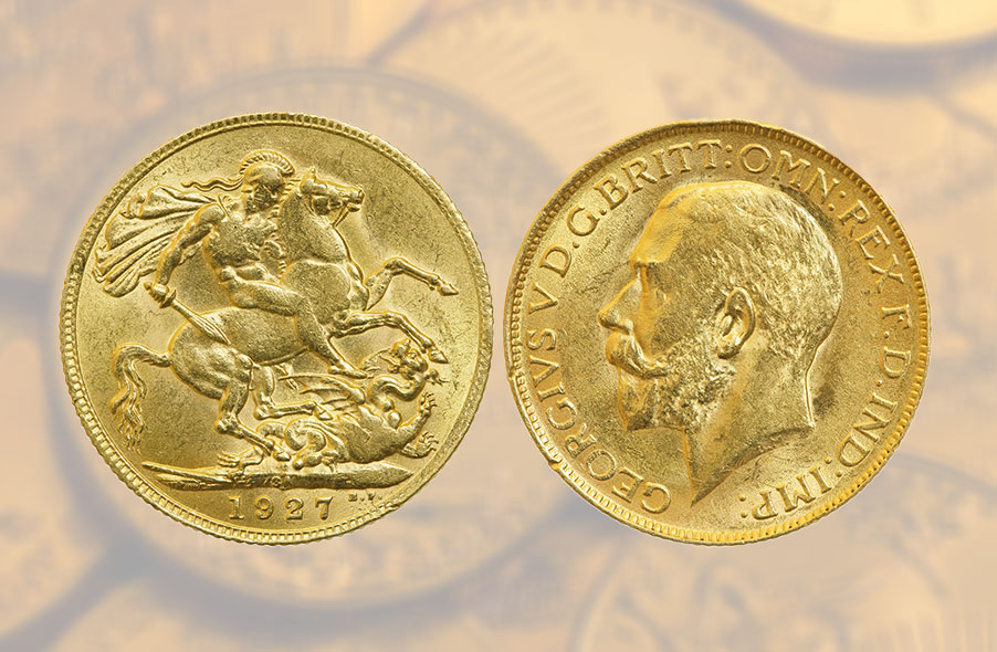 two gold sovereign coins