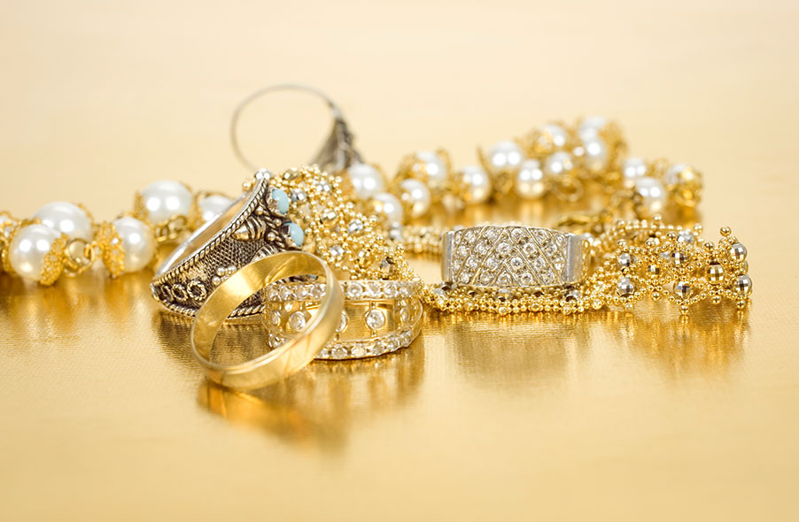 different gold jewelries