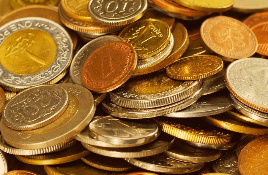 different types of collectible coins stack