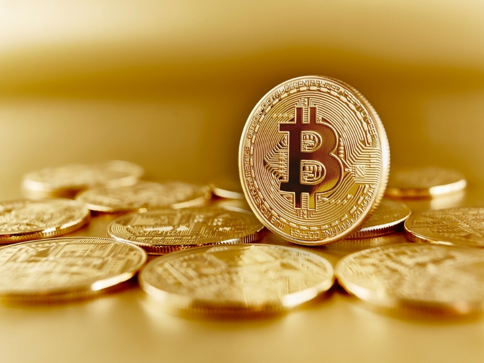 bitcoin and gold coins