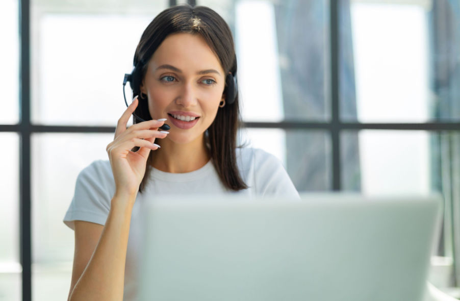 contact support operator talking with customer