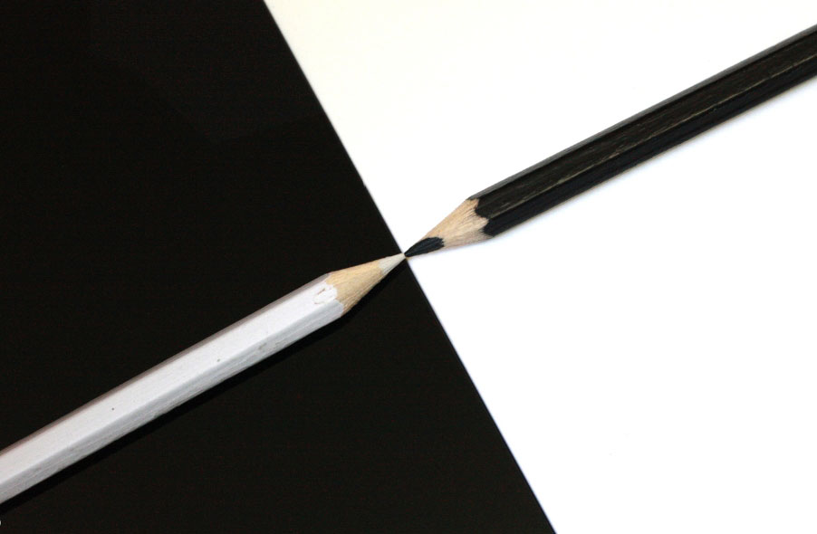 black and white colored pencil