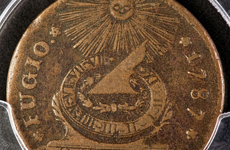 1787 fugio copper cent on coin holder