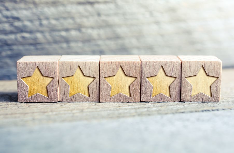 five star formed by wooden blocks