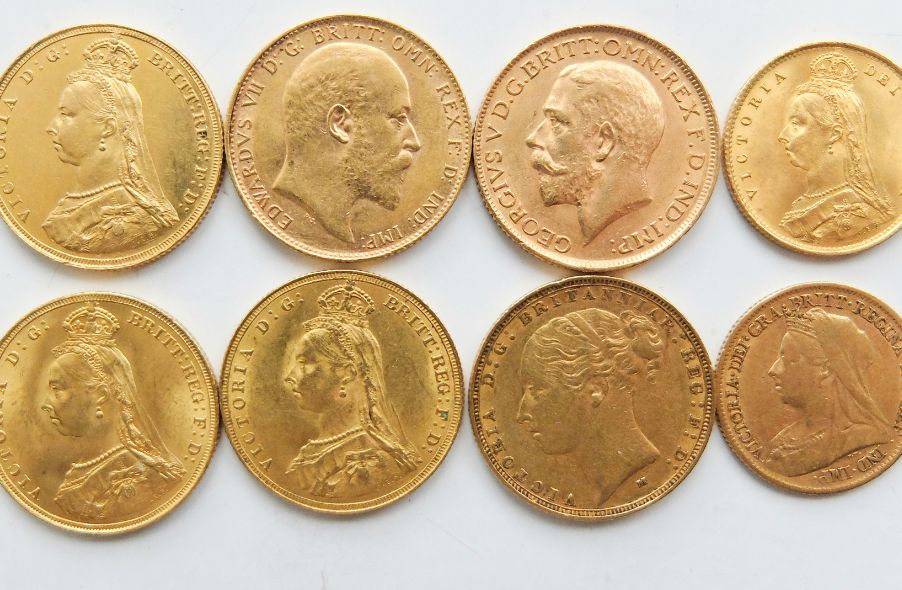 gold sovereign coin collection from 1885 to 1913